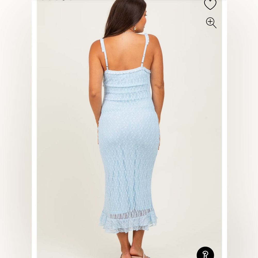 Light blue maternity dress lace w sweetheart neckline